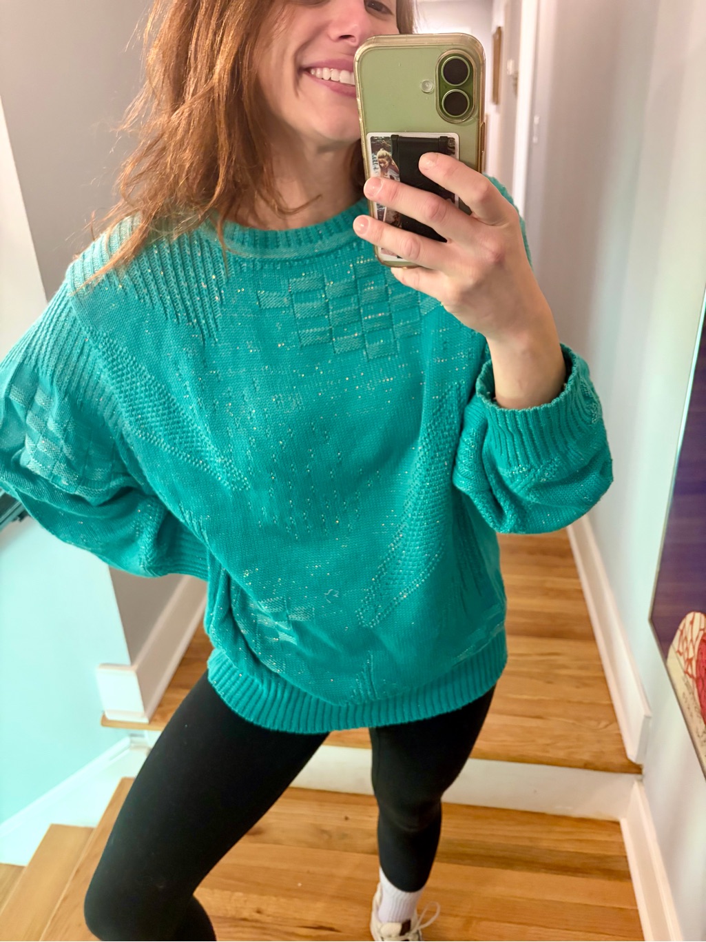 Vintage 80s Bogner Western Germany Teal Metallic Knit Sweater Aprs Ski Eu 36